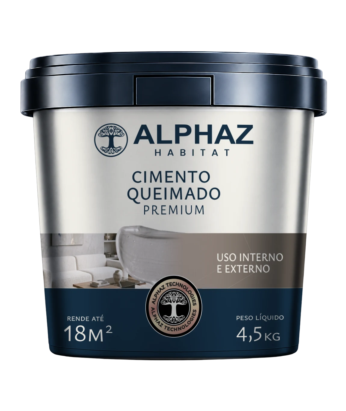 Balde de Cimento Queimado Premium da Alphaz Habitat